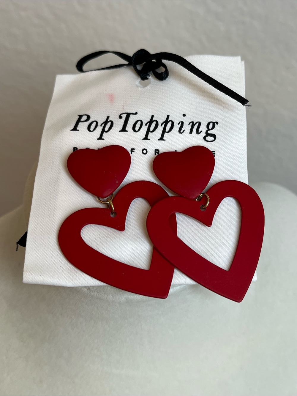 New Valentine's Day Earrings Large Red Heart Love Pierced Pop Topping